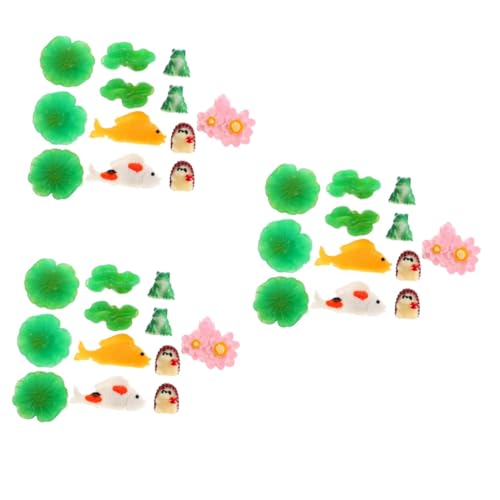 Abaodam 3 Juegos Adorno de Resina de Rana Decoraciones de Acuario decoración de Peces pecera adornar paisajismo adornar Loto decoración de Acuario de Peces Adornos de decoración de Acuario