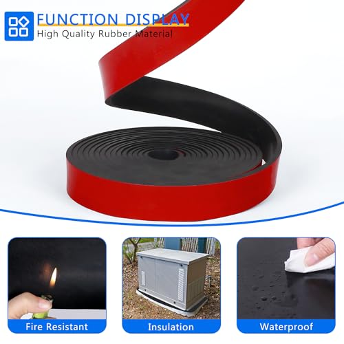 Image of WochiTV Adhesive Solid Rubber Strips, 1 inch Wide x 1 /16 inch Thick x 360 inch Long Self Stick Black Neoprene Rubber Rolls Perfect for DIY Insulation Cushion Gasket, Sealing, Liner, Weather Striping