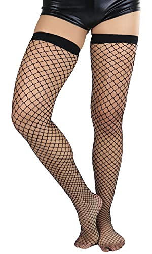 Image of ToBeInStyle Women's Vibrant Large Net Fishnet Thigh High Elastic Nylon Novelty Stockings