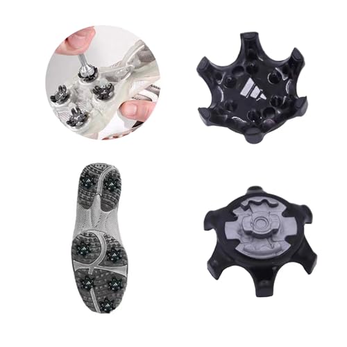 SHULLIN 10 Stück Golf Schuh Spikes Golfschuhe Spike Golfspikes Golf Spikes Stollen Golf Shoe Spikes Golfschuhspikes Ersatz rutschfest verschleißfest für Meisten Golf Sport Schuhe(Schwarz)