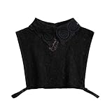 [Ymgot] レディース つけ襟 重ね着風 レース 付け襟 角襟 ブラウス シャツ ファッション小物 (ブラック)