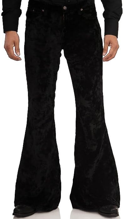 EVEDESIGN Mens Bell Bottom Velvet Pants 60s 70s Disco Outfits for Men Vintage Flared Jeans