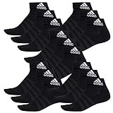 adidas 15 Paar Performance Sneaker/Quarter Socken Unisex Kurzsocke, Farbe:Black, Socken & Strümpfe:40-42