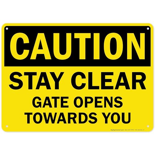 Caution Stay Clear Gate Opens Towards You Sign, 10x14 Inches, 55 mil thick HDPS (high density polystyrene), Made in USA by My Sign Center