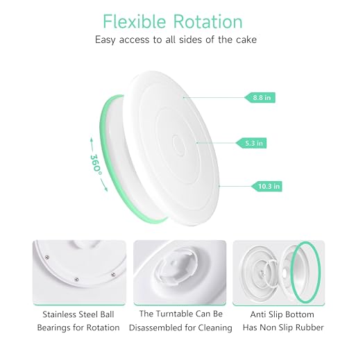 Cake Decorating Kit,137pcs Cake Decorating Supplies with Cake Turntable for Decorating,Pastry Piping Bag,Russian Piping Tips Baking Tools, Cake Baking Supplies for Beginners(Green)