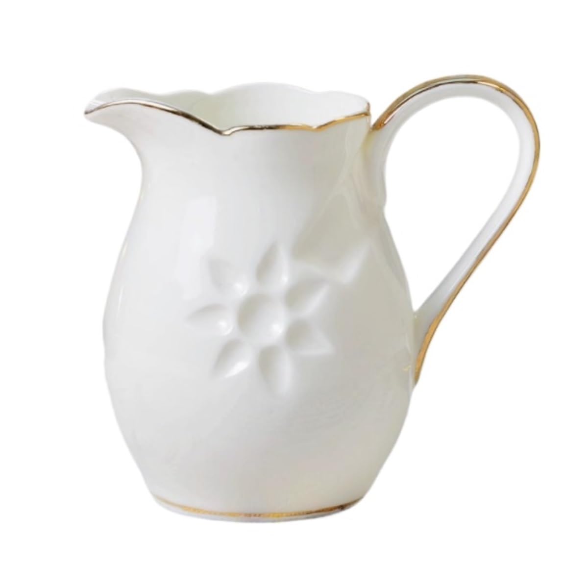 MRKU Pot à Lait, saucière, Tasse à Eau, pichet, crémier, Distributeur de café, sucrier, Lot de 2, Style européen, en céramique, Motif Tournesol doré Peint