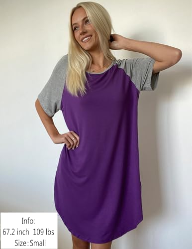 Image of Ekouaer Sleep Shirts for Women Short Sleeve Night Shirts for Sleeping Pullover Nightgown Soft Nightdress S-XXXL