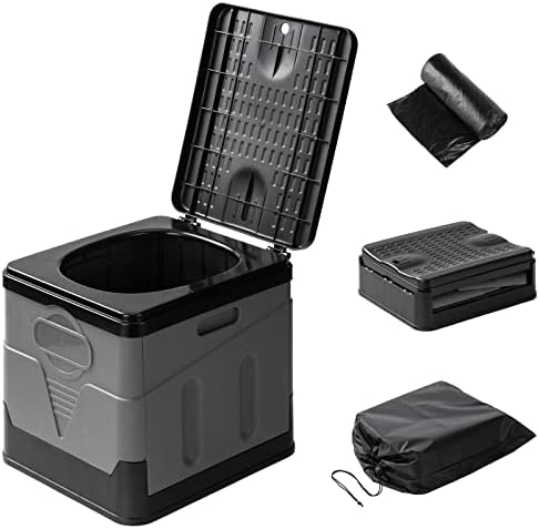 DINVES Portable Toilet for Camping, Folding Toilet with 12 Bags, Portable Potty for Adults, Travel Toilet with Carry Bag, Outdoor Travel Toilet for Car, Traffic Jam, Hiking and Camping