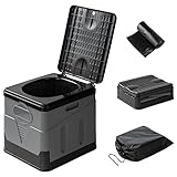 DINVES Portable Toilet for Camping, Folding Toilet with 12 Bags, Portable Potty for Adults, Travel T