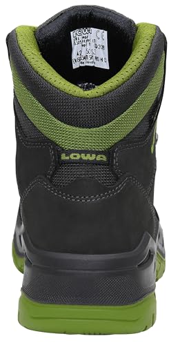 LOWA Sicherheitsschuhe Renegade Work GTX Green Mid S3S CI, Damen und Herren, Leder/Textil, Stahlkappe, leicht, sportlich 42, Schwarz-Grün