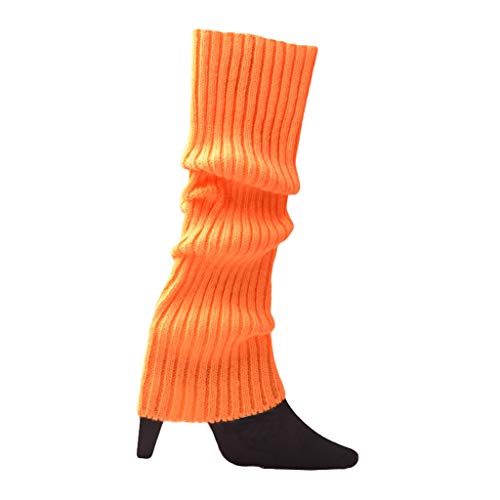 Image of Women 80s Fluorescent Colored Knit Leg Warmers Ribbed Footless Socks Stockings Halloween Dance Party Accessories