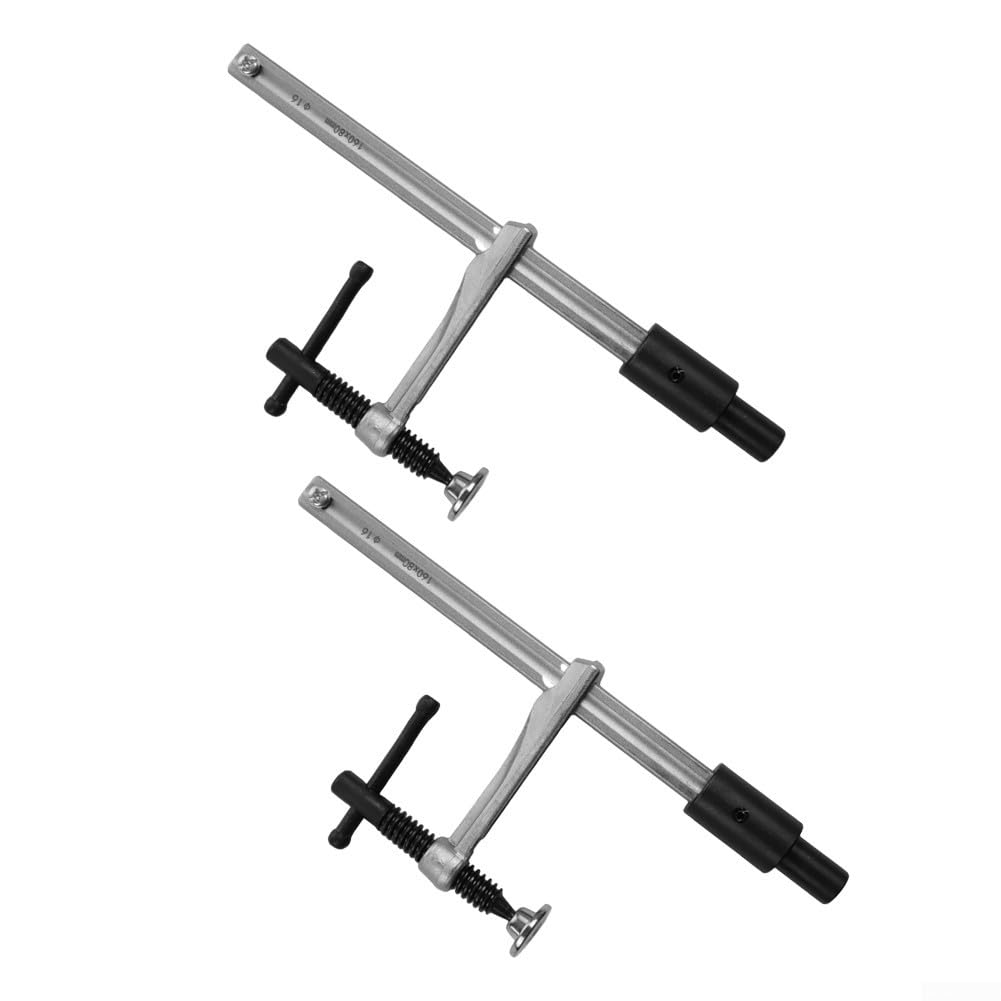 Lot de 2 bancs de travail du bois à action rapide, trou de 16 mm avec plage de serrage de 160 mm, outil de fixation de table de soudage, noir et argenté