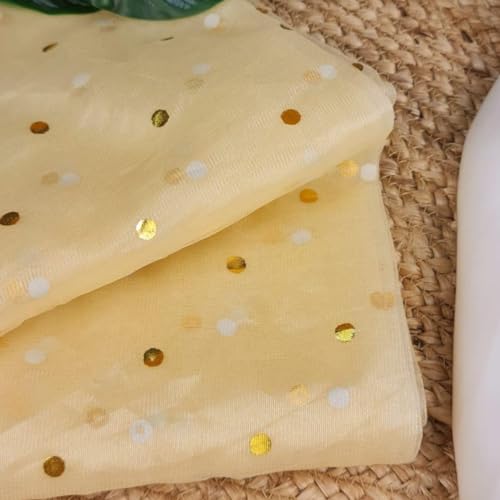 Image of SATYAM KRAFT 10 Meter Multipurpose Net Fabric Cloth for Birthday, Wedding, Valentine, Party, Event, Stage Backdrop, Pooja Background, Tent, Mandap & Festive Decoration Item (Golden)