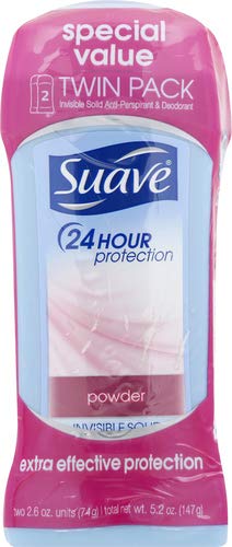Suave Anti-Perspirant & Deodorant, Invisible Solid Twin Pack, Powder - 5.2 ounces by Suave