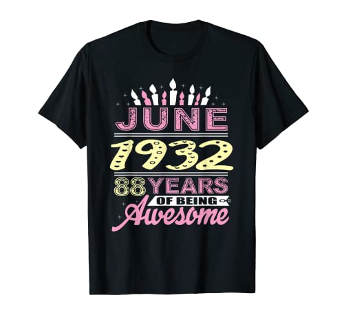 Junio 1932 88 años de edad 88 cumpleaños fiesta regalo vela Camiseta