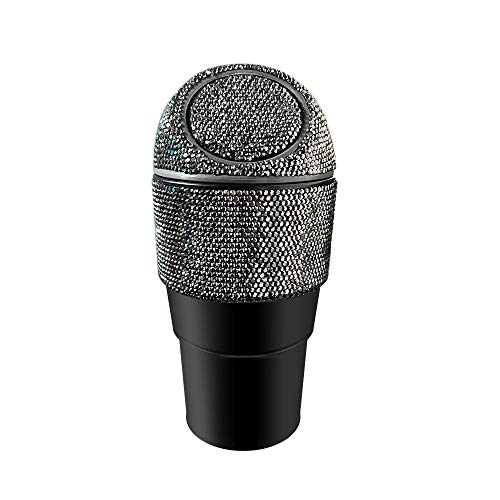 Image of Bling Rhinestone Auto Garbage Can Car Trash Can with Lid Mini Garbage Bin for Automotive Car, Home, Office, Kitchen, Bedroom (B)