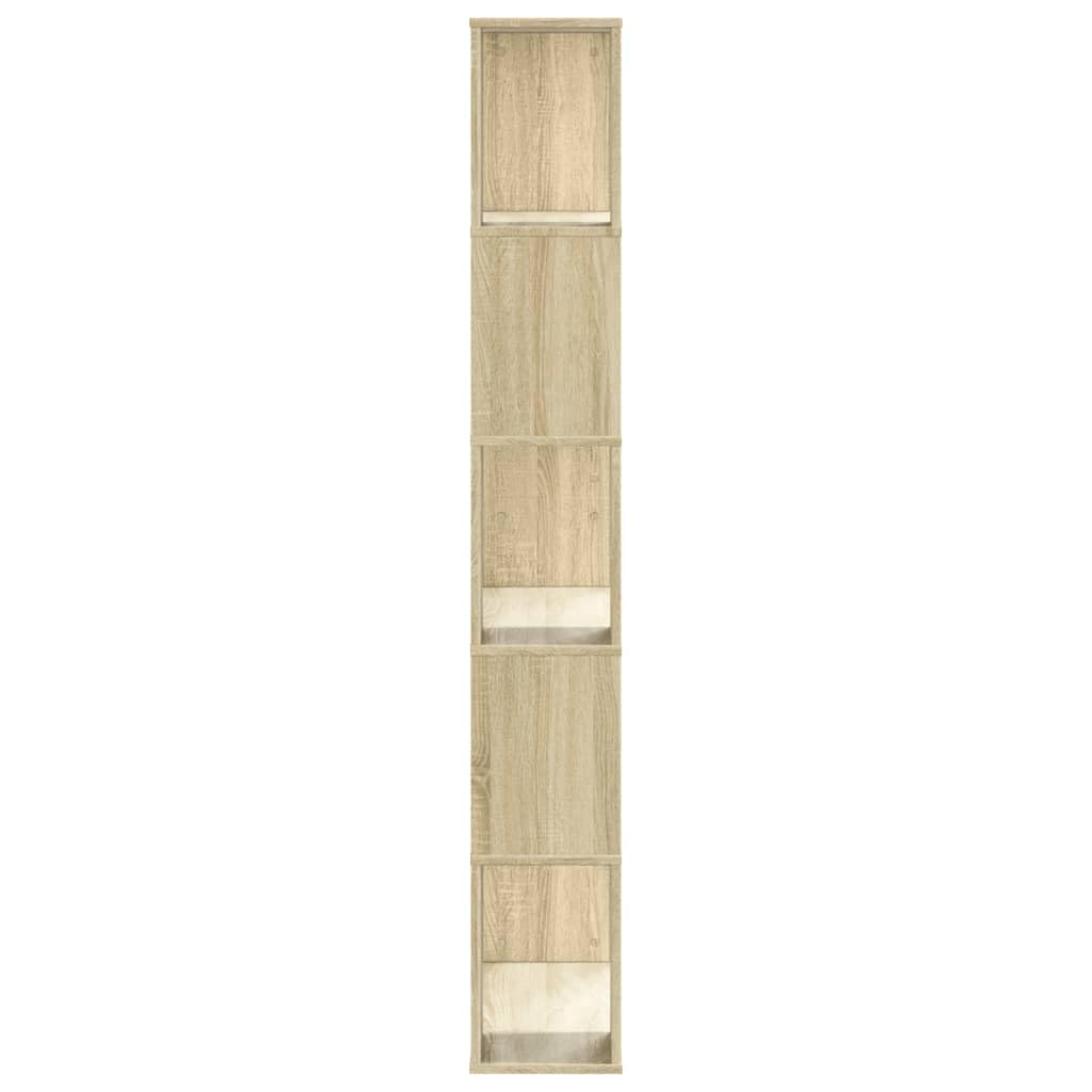 Libreria in rovere Sonoma, 5 ripiani, 80,5 x 23,5 x 162,5 cm, in legno, divisorio per ufficio, soggiorno, cameretta dei bambini