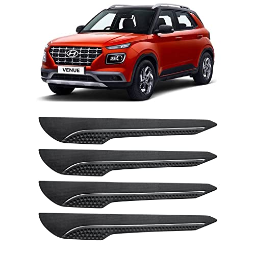 Image of AOSIS-Car Bumper Protector /Bumper Guard for Hyundai Venue with Single Chrome Stripe (4-Pcs)