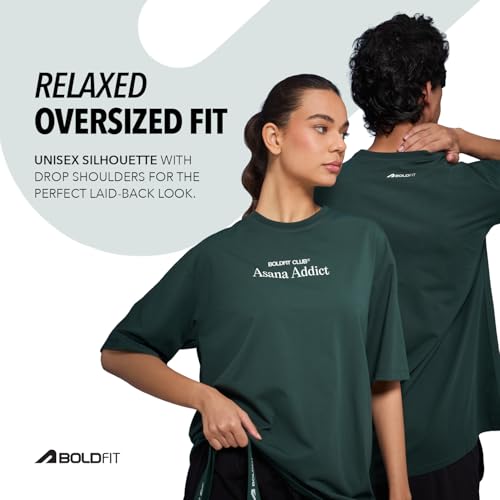 Image of Boldfit Tshirt for Man Unisex Oversized Tshirt for Woman Graphic Tees Supreme Comfort, Effortless Style Oversized T Shirt for Men, Breathable Polycotton T-Shirt for Lounging, Casual Outing, Yoga Wear