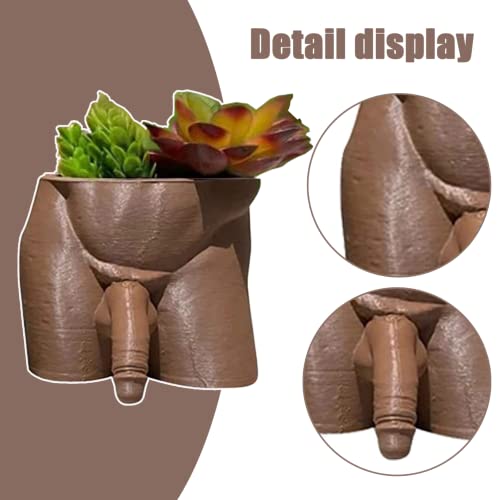Jarrón para pene de 4.7 pulgadas | Macetero masculino marrón para decoración del hogar 4