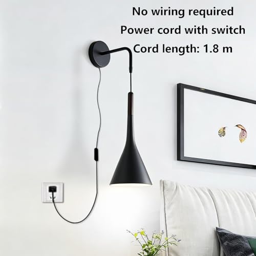 Iluminación de pared con enchufe e interruptor estilo retro 4