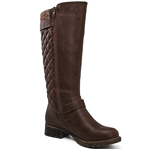 GLOBALWIN Women's Quilted Knee-High Fashion Dressy Riding Boots3