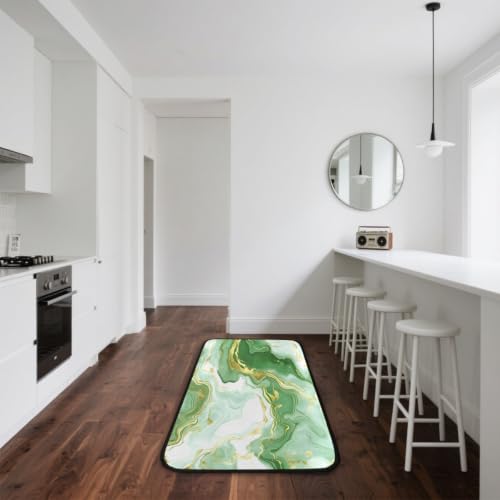 Tapis de cuisine marbre vert abstrait 183x61cm chic et lavable - 7