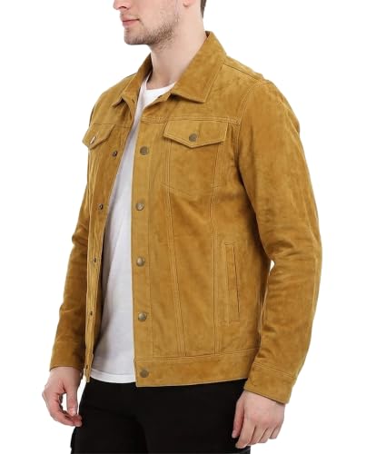 Image of LP-FACON Mens Western Style Trucker Suede Leather Jacket | Cowboy Jacket Collection