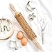 Kitticcino Embossed Rolling Pins for Cookies Christmas Engraved Rolling Pins for Baking Wooden Cute Rolling Pin for Baking Cookies and Decor Christmas Baking Supplies Holiday Birthday Gifts