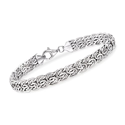 Ross-Simons 14Kt White Gold Flat Byzantine Bracelet. 8 Inches #TOP26
