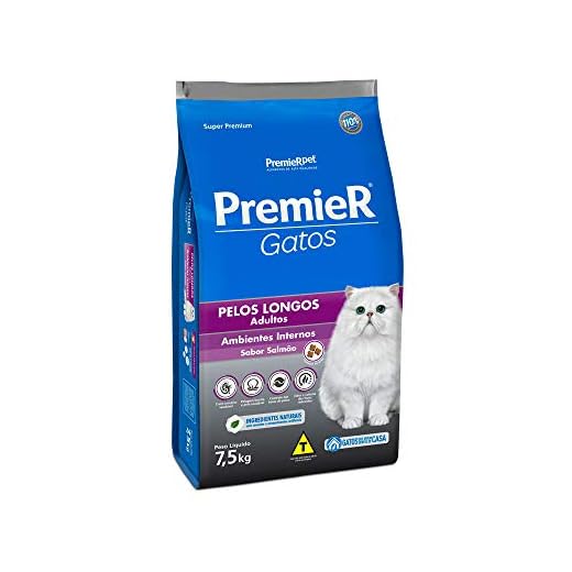 Ração para Gatos Adultos Premier Pelos Longos Salmão 7,5Kg