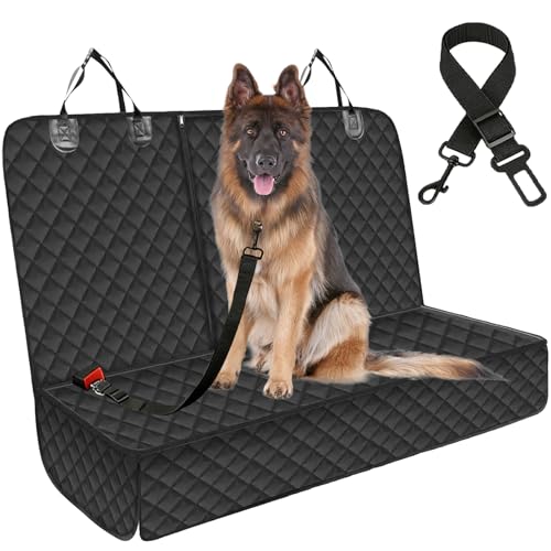 Waterproof Dog Car Seat Cover, Heavy Duty Non-Slip Scratch Proof Rear Seat Cover for Dogs with Side Wings, 136×120CM Universal Fit for Cars SUVs Trucks, Easy Clean Pet Car Hammock with Armrest Opening