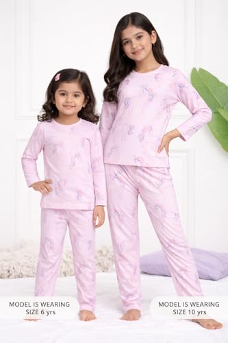 Image of NammaBaby Girl's Soft Cotton Night Suit (Printed T-Shirt & Pant Set /Girls Night Dress /Nightwear) Pack of 1