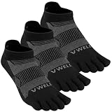 VWELL Merino Wool Toe Socks for Men Women Ankle Five Finger socks Athletic Running Moisture Wicking (3Pairs)