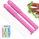 Chewable Breather Stick, Chewable Breath Sticks with Essential Oils, Stop Smoking Aids with Replacement Core, For Focus Clear Respiratory Function Portable, Fresh Breaths Anywhere(2pcs Pink)