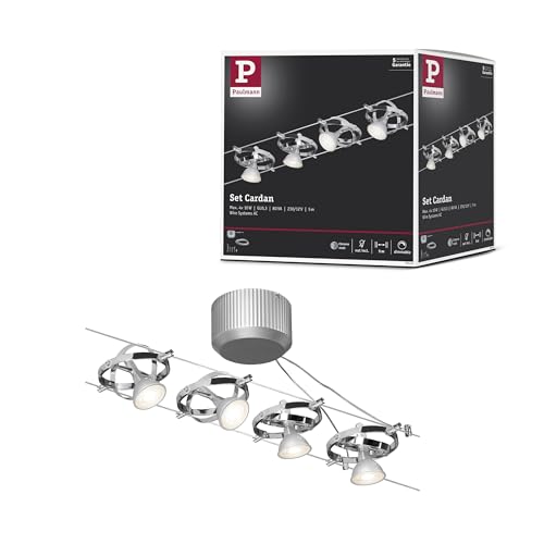 Paulmann sistema di cavi per faretti, 94144, set Cardan, estensibile, massimo 4 pezzi da 10 W l’uno, cromato opaco/cromato, lampada da appendere, senza lampadine