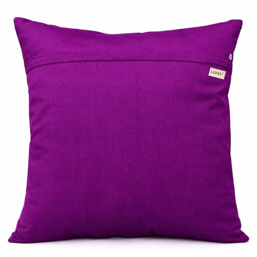 Image of LOFEY Dupion Silk Cushion Cover, 16 x 16 Inch (40 x 40 cm), Decorative Sofa Pillow Cover, Zipper Closure (2, Purple)