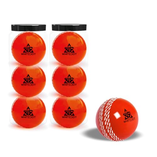 Image of Whitedot Synthetic Rubber Practice Cricket Ball /Wind Balls (90 GMS) for - Indoor & Outdoor Street & Beach Cricket (Pack of 6) (Orange)