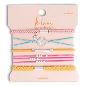 K'lani Hair Tie Bracelets for Women - Elastic Hair Bands That Double as Stylish Jewelry - Embrace - Medium