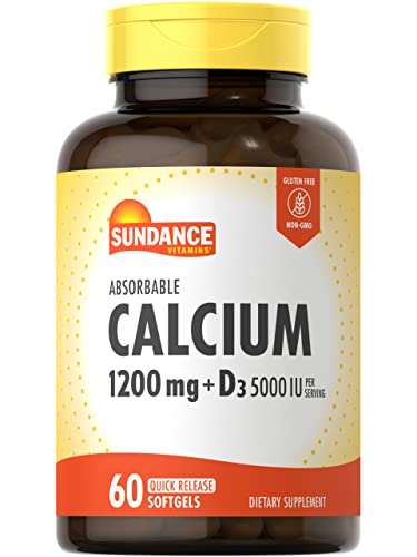 Sundance Calcium 1200mg with Vitamin D3 | 60 Absorbable Softgels | Non-GMO and Gluten Free Supplement