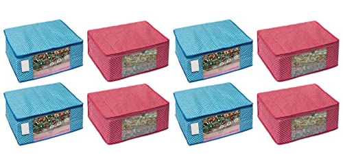 Image of Cover Clothe|Saree|Cotton Saree Cover Closet Orgnizer /Saree Bags for Wardrobe Orgnizer Clothe Covers |Saree Bag | Saree (Pack of 8, Pink + SkyBlue)