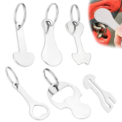 PUERFOCA Lot de 6 jetons de chariot de courses avec porte-clés en acier inoxydable, petits jetons pour chariot de courses à chargement frontal, jeton de chariot de courses avec tiroir - Argenté