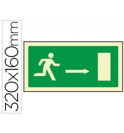 Pictograma Syssa Señal De Salida Emergencia Flecha Derecha En Pvc Fotoluminiscente 320X160 Mm