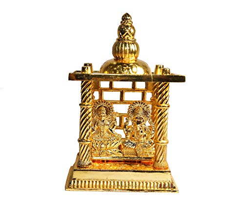 Estatua de Lakshmi y Ganesha Dorada 4.5 pulg