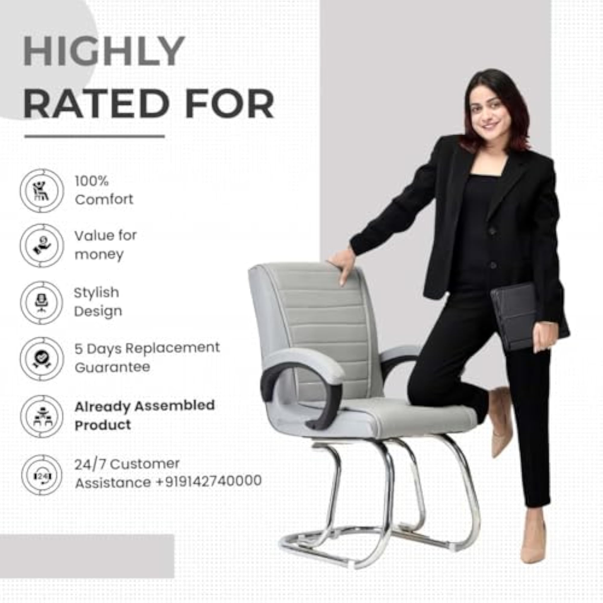 Executive Office Home Study Chair with Cushioned Arm Rest
