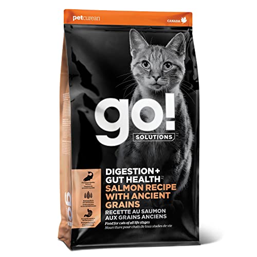 Go! Solutions Digestion + Gut Health, Dry Cat Food, Salmon Recipe with Ancient Grains, 3 lb Bag