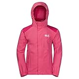 wasserdicht, winddicht Jack Wolfskin Kinder Oak Creek Jacket Atmungsaktiv Wasserdicht Winddicht Reflektoren Outdoor Wetterschutz, Regenjacke Wetterschutzjacke, hot pink, 164