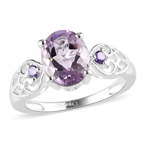 Shop LC Delivering Joy Oval Pink Amethyst Purple Cubic Zirconia Valentine Heart Statement Ring, 925 Sterling Silver, Size 8