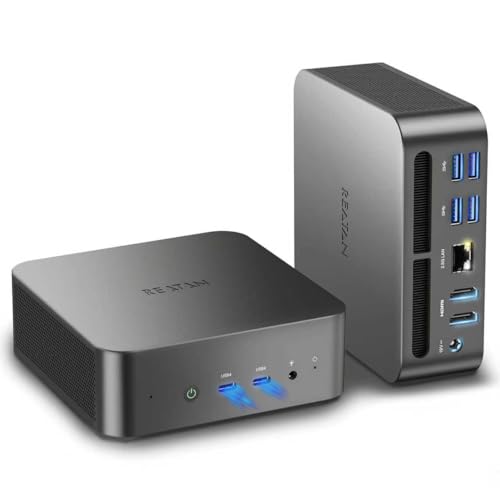 Reatan Mini Gaming PC AI AMD Ryzen 9 7940HS (最大5.2GHz) 64GB DDR5 2TB SSD 5600 MHz RAM、デスクトップミニコンピューター、Radeon 780M グラフィックス、クアッドディ