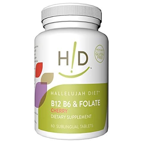 Hallelujah Diet B12, B6 & Folate Dietary Supplements � Cherry Flavored Sublingual Vitamins (60 Tablets) Cover
